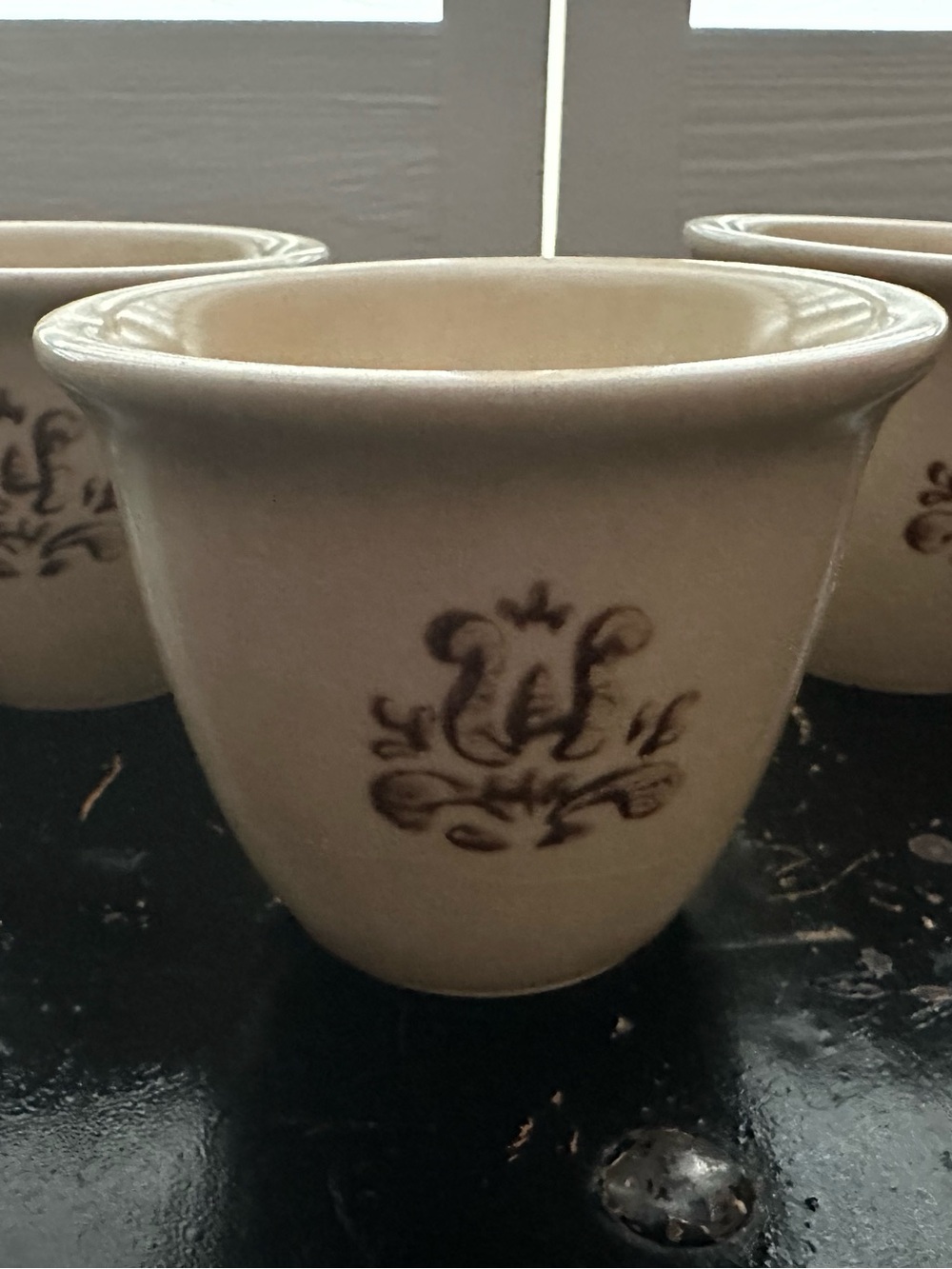 Vintage Pfaltzgraff Cream and Brown custard Cups - Set of 4